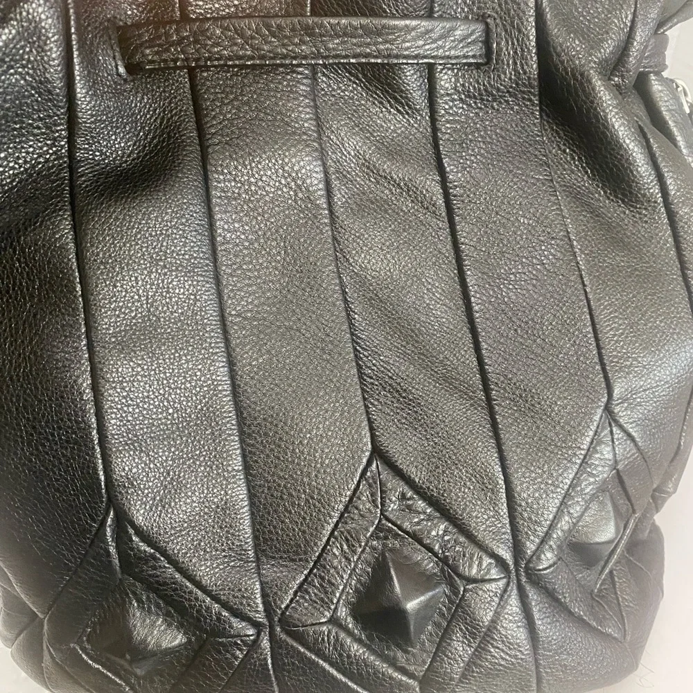 Elliott Lucca Black Leather Hobo Bucket Bag